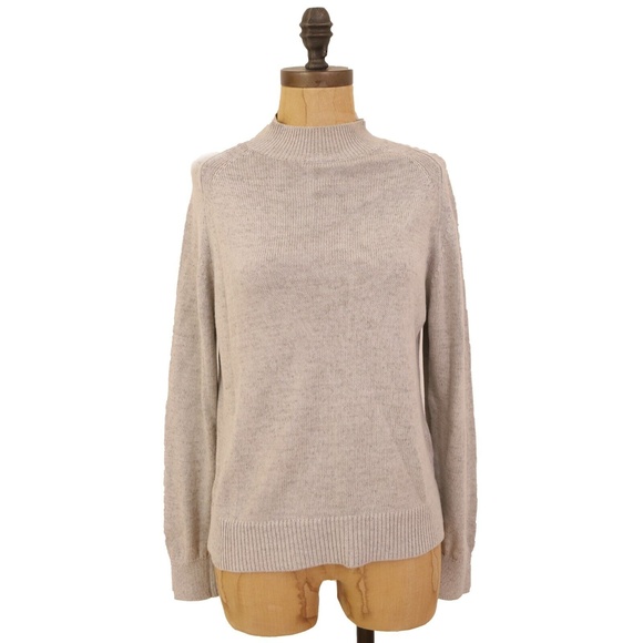 Everlane Sweaters - Everlane The Cotton Mock Neck Sweater Top Size XS Long Sleeve Light Gray EUC B14